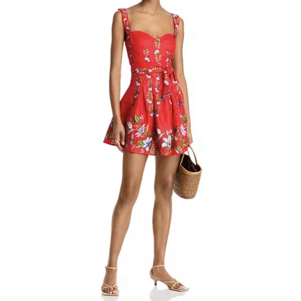 NWT Farm Rio Womens XL Mini Dress Red Sweet Bloom Bouquet Floral Coquette Boho - Picture 2 of 7